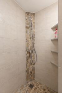 a shower with a shower head in a bathroom at Travel Homes - Le Rebberg, Superbe vue à Mulhouse in Mulhouse