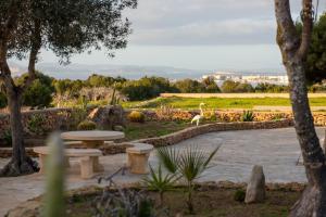 a park with a picnic table and a giraffe at Apartamentos Vista Vedrá in La Savina