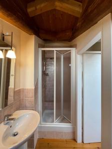 a bathroom with a shower and a sink at conGusto Apartments in Cherasco