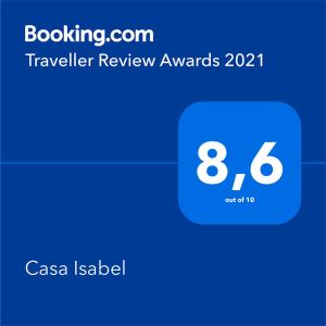 תעודה, פרס, שלט או מסמך אחר המוצג ב-Casa Isabel