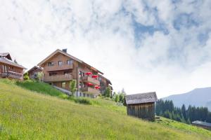 a building on the side of a grassy hill at Appartements Berg 170 in Damuls