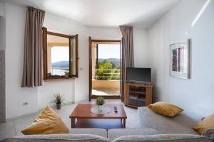 a living room with a couch and a tv at Apartments Agava in Rabac
