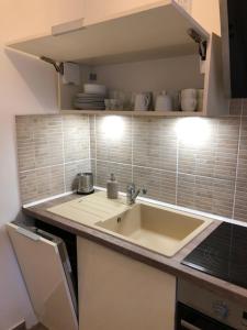 a kitchen with a sink and a counter top at Apartment HUGO in Bad Kleinkirchheim