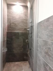 a shower with a glass door in a bathroom at Apartments "STELLA ALPINA" in Santa Caterina Valfurva +36 photos