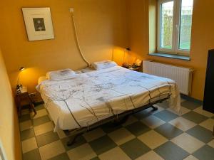 a hospital bed in a room with a window at Vakantiewoning Jérôme in Heuvelland