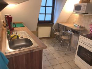 Kuchyň nebo kuchyňský kout v ubytování Hotel am Neumarkt