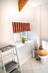 ein Badezimmer mit Toilette und Fenster in der Unterkunft Finest Retreats - Court Cottage in East Buckland + 24 Fotos