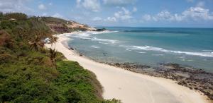 an overhead view of a beach with the ocean at Flat 14 Pipa in Pipa