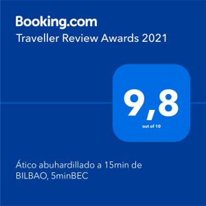 Certyfikat, podpis lub inny dokument wystawiony w obiekcie Acogedor ático vacaciones cerca de BILBAO, BEC