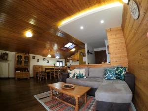 un salon avec un canapé et une table dans l'établissement Mansarda Bellavista - Your Mountain Holiday, à Premana 11 autres photos