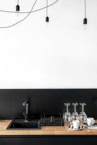 Kuchyň nebo kuchyňský kout v ubytování APARTAMENTY DVOOR1924