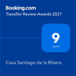 Certifikát, hodnocení, plakát nebo jiný dokument vystavený v ubytování Casa Santiago de la Ribera