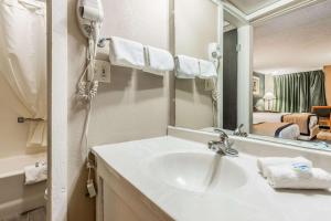 a bathroom with a sink and a mirror at Value Inn Kenosha I-94 - Exit 344 in Pleasant Prairie