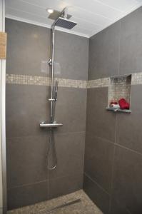 een douche met een douchekop in de badkamer bij Le Clos Sigebert in Libramont