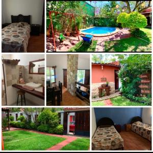 a collage of pictures of a house with a pool at La cabañita in Tuxtla Gutiérrez