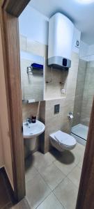 łazienka z toaletą i umywalką w obiekcie Studio Escape Mamaia next by LOFT w Mamai