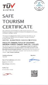 a brochure for a safe tourism centerrite at Albatros Hagia Sophia Hotel in Istanbul