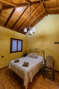 een slaapkamer met een bed en een stoel erin bij Casa Rural Abuelo Ramón in Vallehermoso