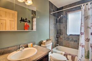 une salle de bain avec un lavabo, des toilettes et une douche dans l'établissement Estes Park Home with AC - half Mi to Lake and Downtown!, à Estes Park 18 autres photos