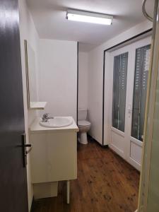 ein Bad mit einem Waschbecken und einem WC in der Unterkunft LES TERRASSES DE L'ALLIER in Monistrol-dʼAllier