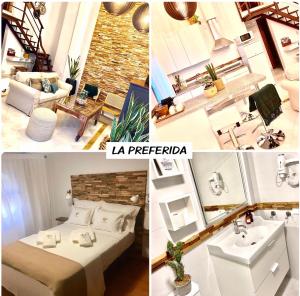 a collage of pictures of a room with a bed and a bathroom at Centro Histórico Mezquita Judería La Preferida in Córdoba +38 photos