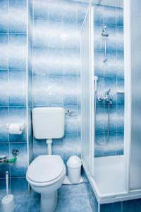 uma casa de banho com um WC e um chuveiro em Apartments IVOMAR em Trogir