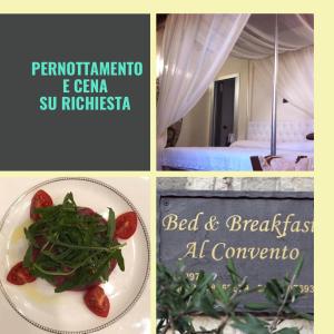 a collage of four pictures with a plate of food at B&B Al Convento in Potenza