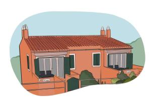 um desenho de uma casa em Xaloc & Garbí apartamentos em Cala Galdana