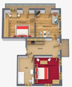 a floor plan of a small apartment with a room at Das Wetterstein in Ehrwald