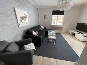 a living room with two couches and a tv at K167 in Kåbdalis