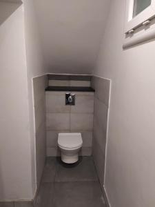 a small bathroom with a toilet in a room at T3 COSY REFAIT A NEUF PROCHE GARE in Perpignan