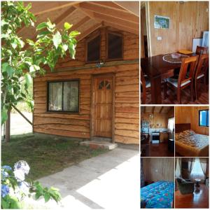 un collage de fotos de una cabaña en Cabañas Genesis, en Choshuenco