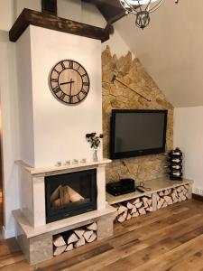 Μια τηλεόραση ή/και κέντρο ψυχαγωγίας στο Apartament Przy Potoku +66 φωτογραφίες