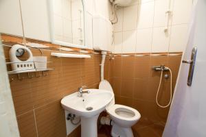 a small bathroom with a toilet and a sink at Belane Apartments in Tivat