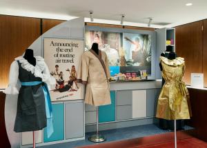 a display case with two mannequins in a museum at TWA Hotel at JFK Airport in Queens +34 photos