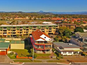 an aerial view of a city with apartment buildings at Acacia Holiday Apartment in Kingscliff