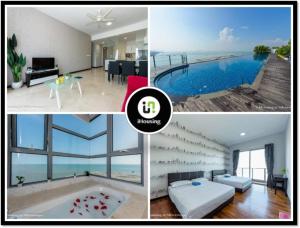 a collage of pictures of a house with a swimming pool at Silverscape Deluxe Melaka by I Housing in Melaka
