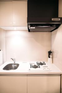 a kitchen with a stove and a sink at Section L Asakusa East in Tokyo