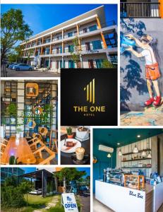 a collage of photos of a hotel and a building at The one hotel สวนผึ้ง in Ratchaburi