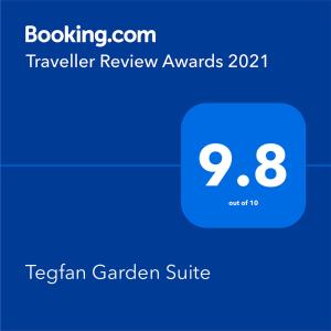 Captura de pantalla de una suite teslin con jardín con los premios de revisión de texto en Tegfan Garden Suite, en Talgarth