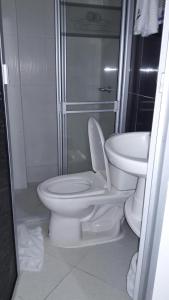 a bathroom with a toilet and a sink at HOTEL TANIA in Caucasia