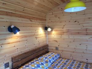 a room with a bed in a sauna at Cwt y Bugail in Barmouth