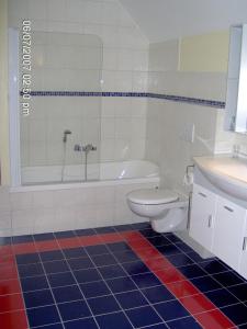 Gingelom的住宿－霍夫嘉多爾酒店，带浴缸、卫生间和盥洗盆的浴室