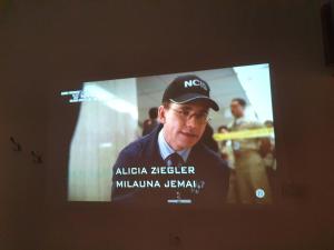 a television screen with a baseball player on it at Angers Green Lodge - Cosy Studio in Angers
