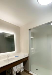 y baño con lavabo y ducha. en Holiday Inn Express Quantico - Stafford, an IHG Hotel, en Stafford