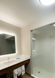 a bathroom with a sink and a shower at Holiday Inn Express Quantico - Stafford, an IHG Hotel in Stafford