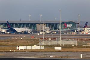 
airplanes parked on the tarmac at an airport at Airport Residence in Zaventem
