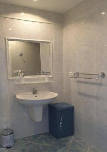 La salle de bains est pourvue d'un lavabo et d'un miroir. dans l'établissement Santa Lina, à Ajaccio