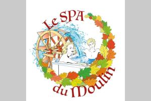 un logo per un parco acquatico con ruota ad acqua di Les SPAS Insolites - Le SPA du Moulin a Saint-Junien