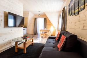 Televízia a/alebo spoločenská miestnosť v ubytovaní Willa Mała Łąka Jacuzzi & Sauna
